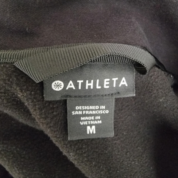 Athleta Sz M Triumph Zip Up Sweater Hooded Thumbholes Full Zip Black - Picture 7 of 10